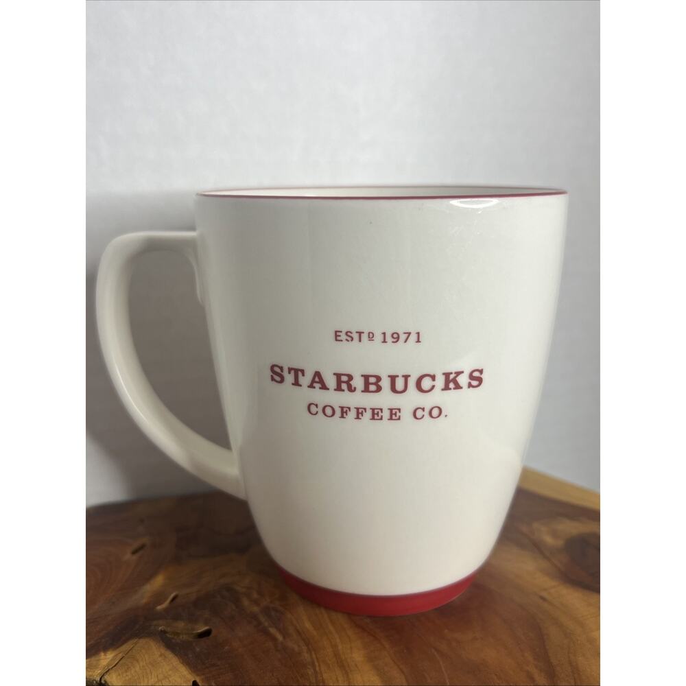 Starbucks Coffee Mug Starbucks Co Est 1971 16oz Coffee Cup 2008 White Red Mug